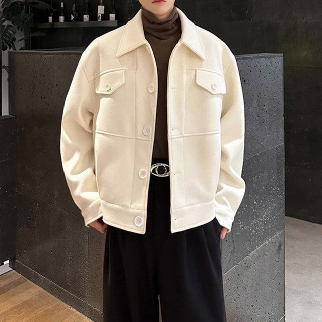 ドロップショルダー ウールオーバー ショートジャケット