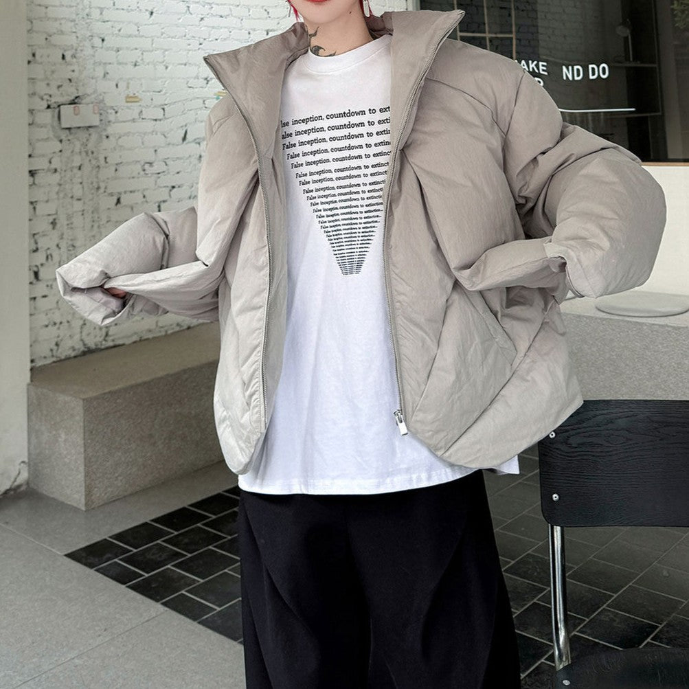 フェイクツーピース コットンパディング スタンドジャケット