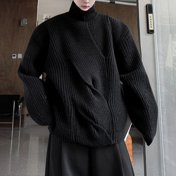 ツイストデザインニット ロングスリーブタートルネック