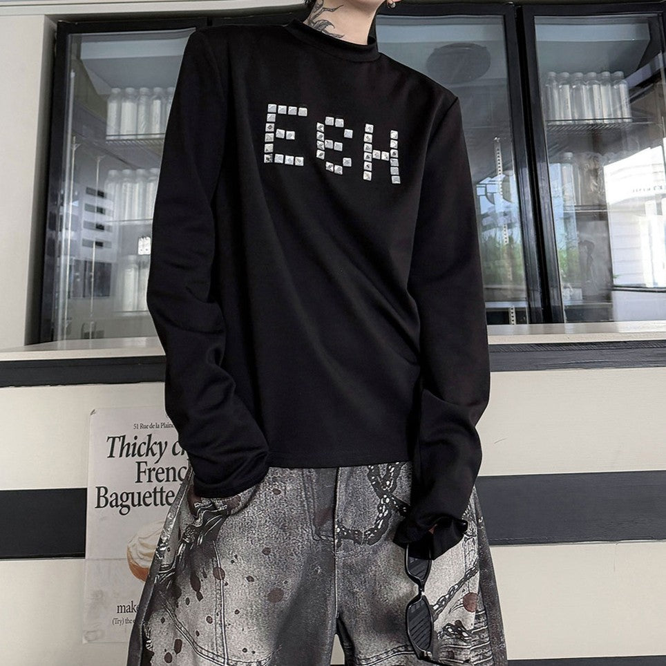 ワードデコレート パッドショルダー ロングスリーブTシャツ