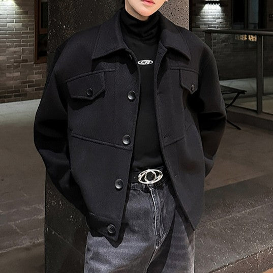 ドロップショルダー ウールオーバー ショートジャケット