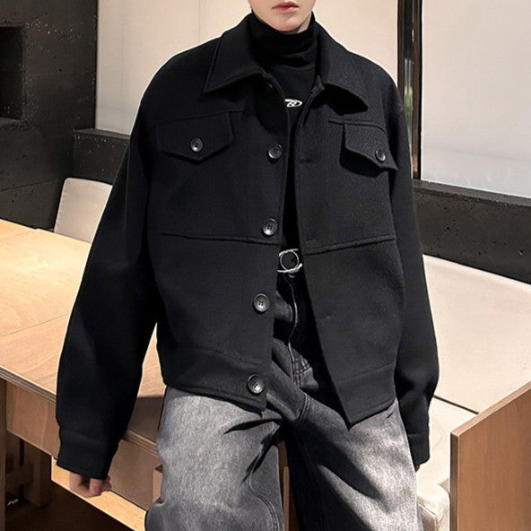 ドロップショルダー ウールオーバー ショートジャケット