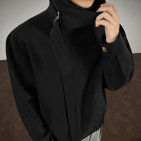 ハイスタンドカラー ウール ショートジャケット