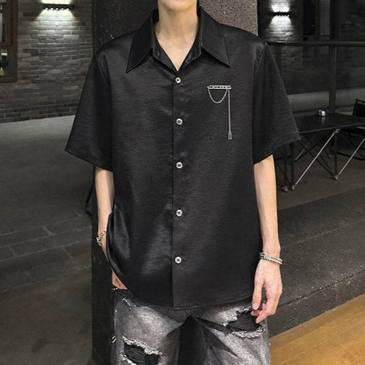 サテンフィニッシュ オーナメント ハーフスリーブシャツ