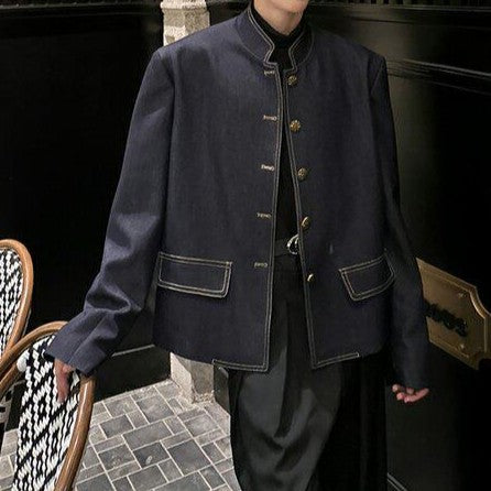 スタンドカラー デニムショートジャケット