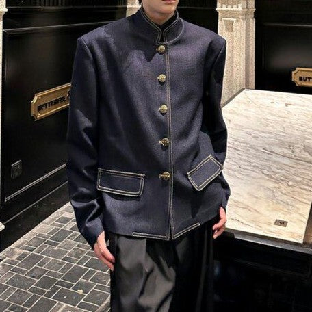 スタンドカラー デニムショートジャケット