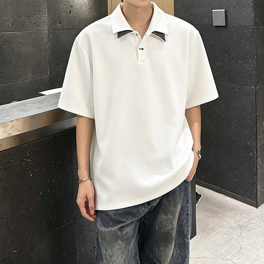 ダブルカラーデザイン ポロ ハーフスリーブシャツ