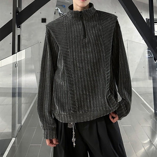 スタンドカラー ストライプ ジャケット