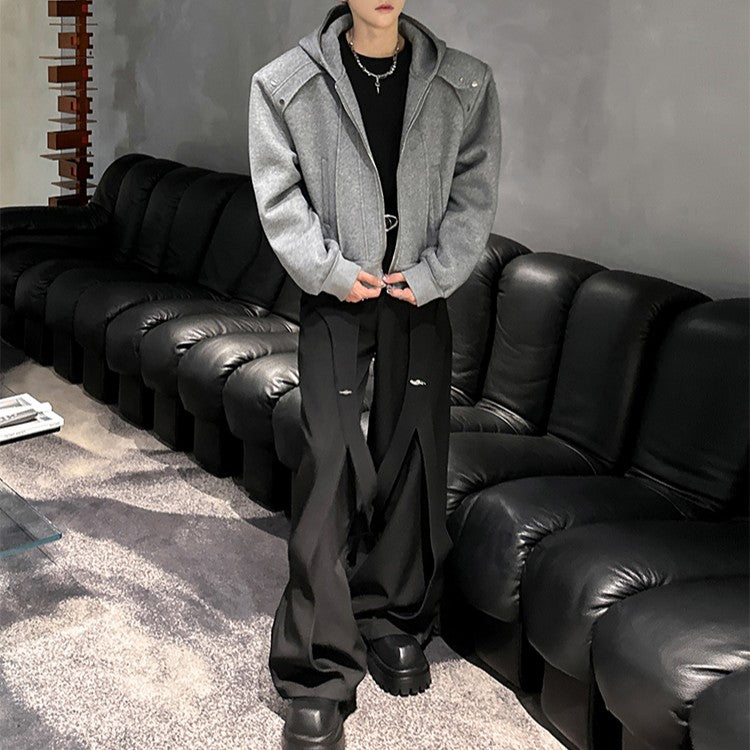 ショートレングス パッドショルダー ジップフーディー