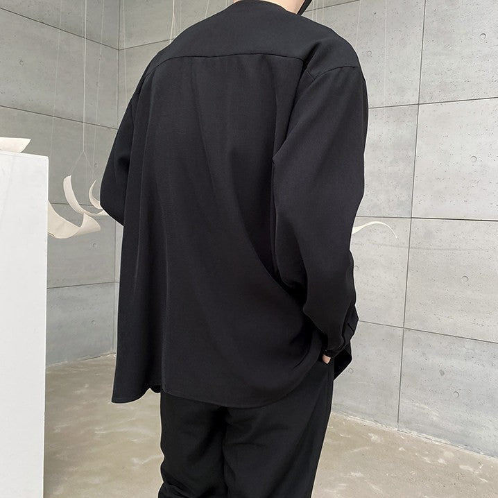 アシンメトリー ラウンドネック ロングスリーブシャツ