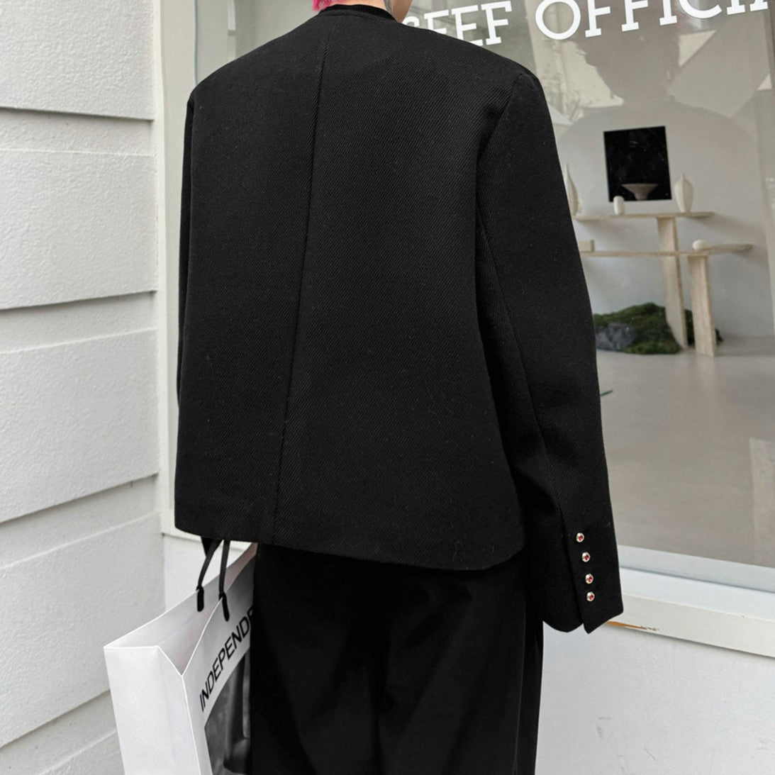 ラインストーンボタン ノーカラージャケット