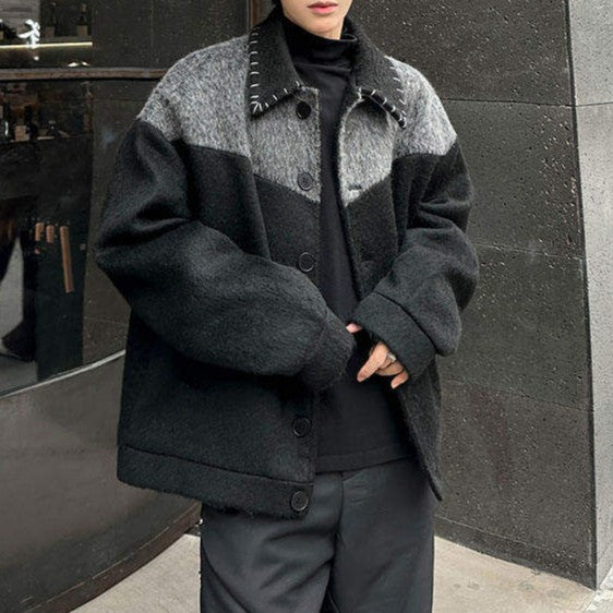 バイカラー ステッチウールジャケット