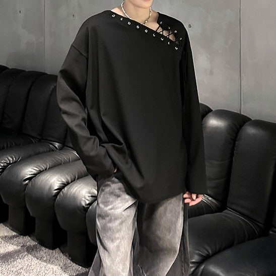 オフショルダータイアップ ロングスリーブTシャツ