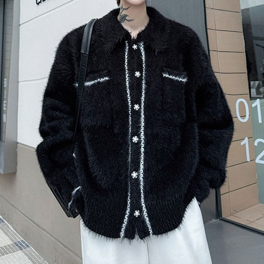 ブラッシュド ボタンニットセーター