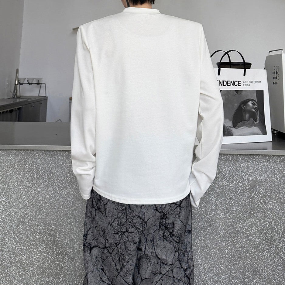 ワードデコレート パッドショルダー ロングスリーブTシャツ