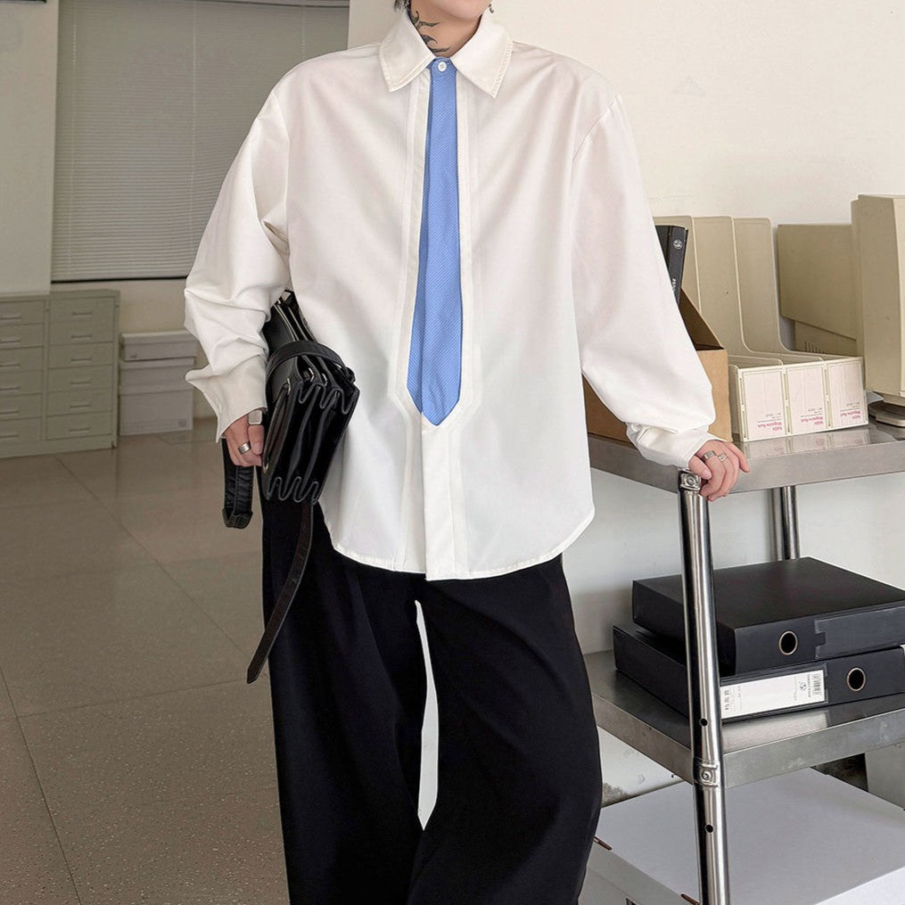 フェイクネクタイ デザイナーズ ロングスリーブシャツ