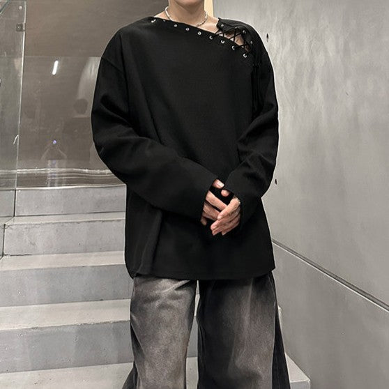 オフショルダータイアップ ロングスリーブTシャツ