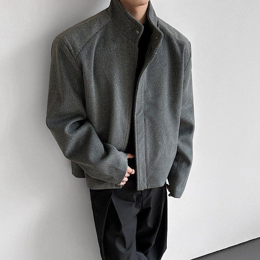 スタンドカラー ウールショートジャケット