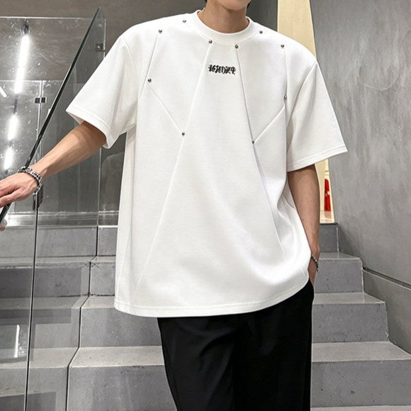 ポイントリベット ラウンドネック ハーフスリーブTシャツ