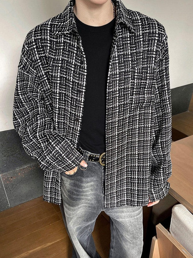 レトロチェックドパターン ロングスリーブシャツ