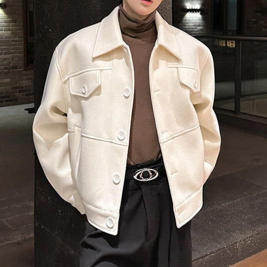 ドロップショルダー ウールオーバー ショートジャケット