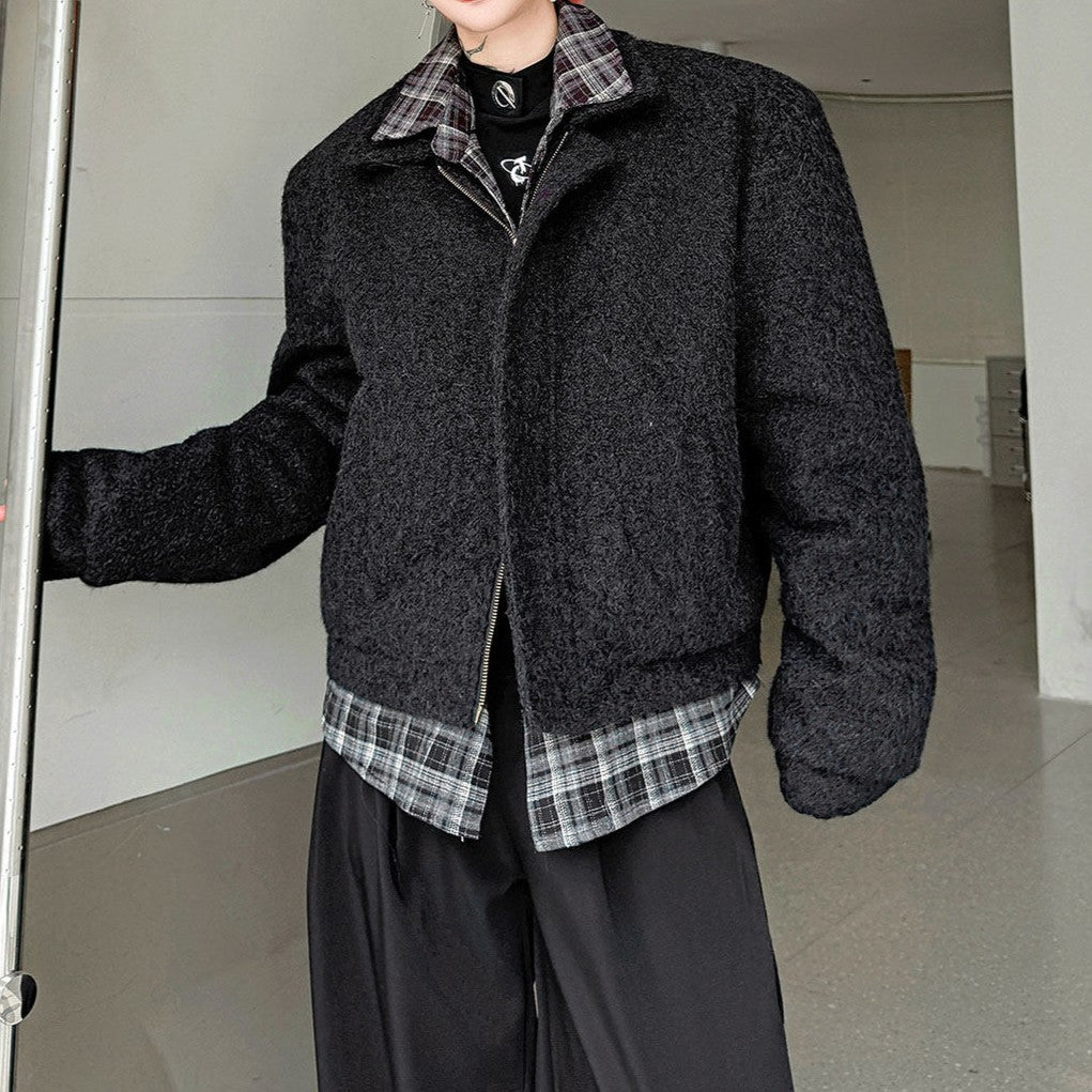 レイヤードテイスト ショートレングス ジップジャケット