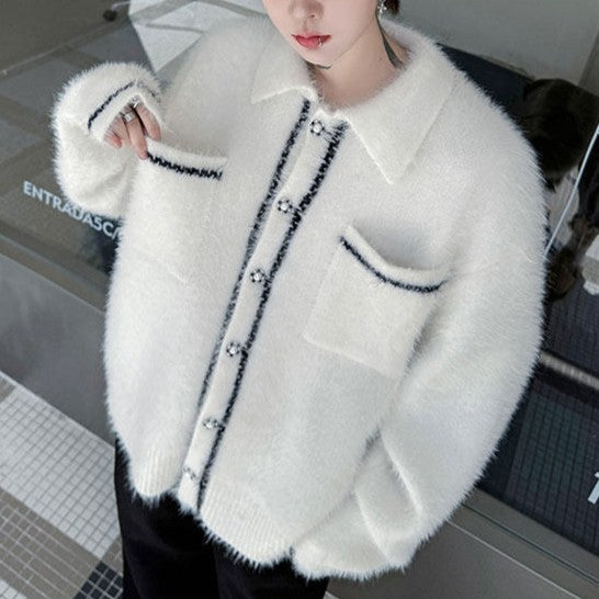 ブラッシュド ボタンニットセーター