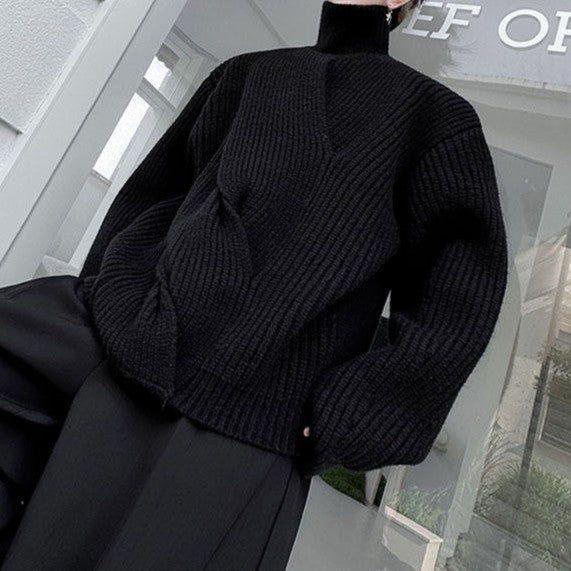 ツイストデザインニット ロングスリーブタートルネック