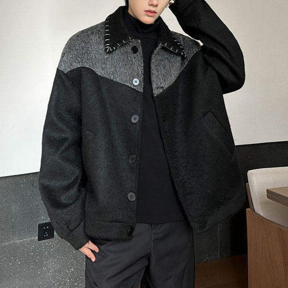 バイカラー ステッチウールジャケット