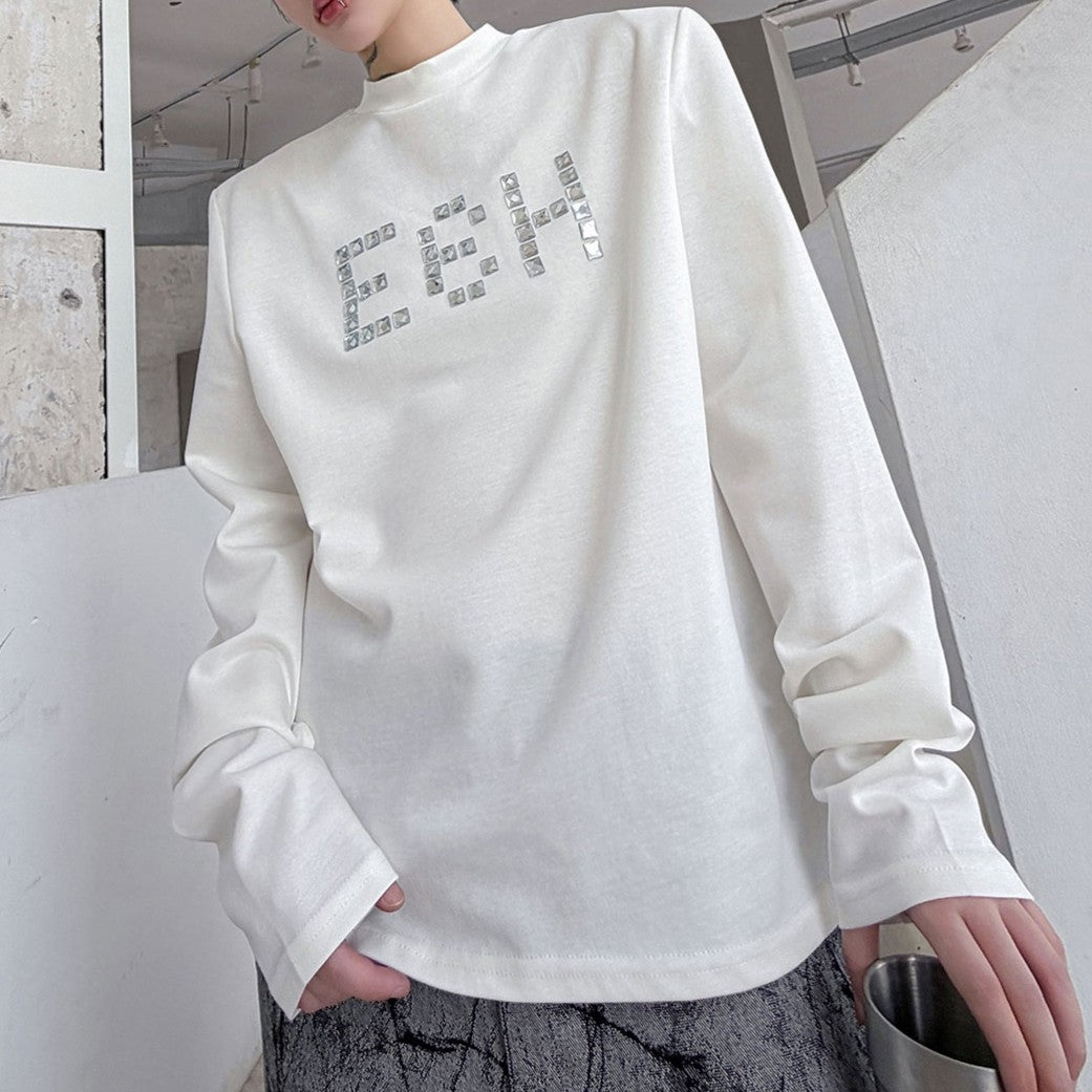 ワードデコレート パッドショルダー ロングスリーブTシャツ