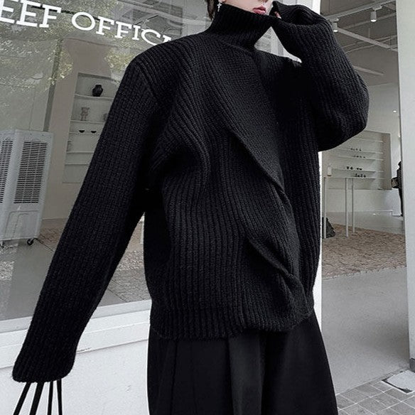 ツイストデザインニット ロングスリーブタートルネック